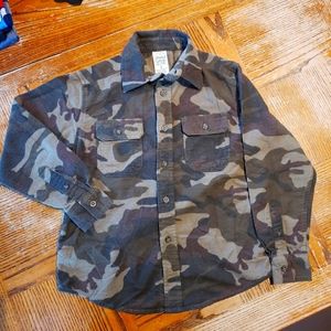 Faded Glory camo button up flannel, kids size 8